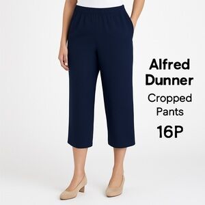 Alfred Dunner Navy Pull-On Cropped Pants Petite 16P